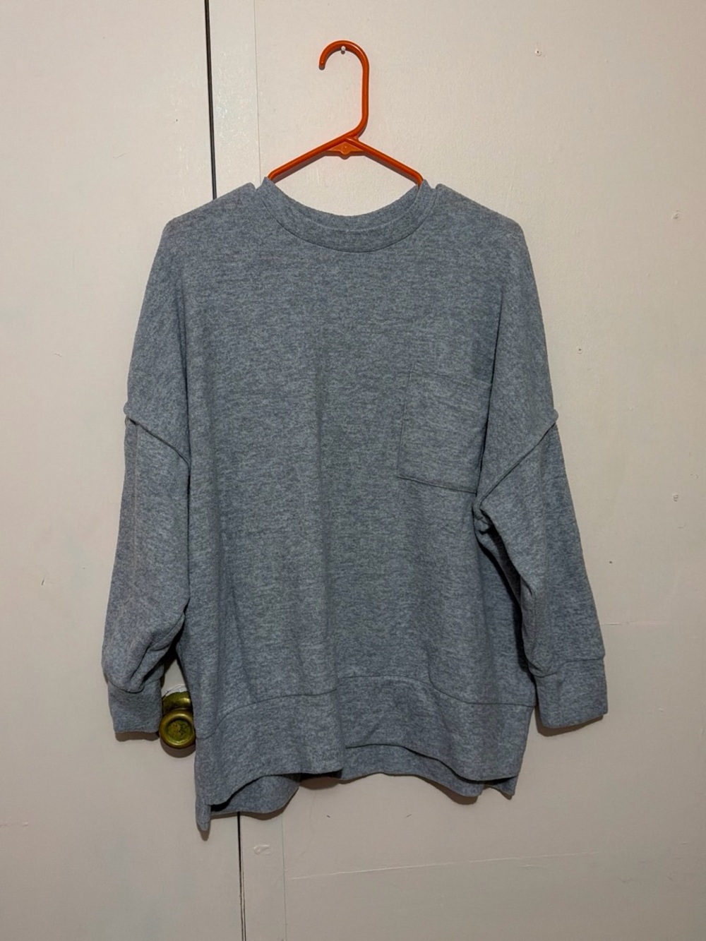 Zenana Outfitters Heather Gray Crewneck Pocket Sweatshirt